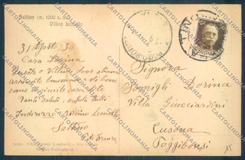 Firenze Reggello Saltinocartolina ZG1169 – retro