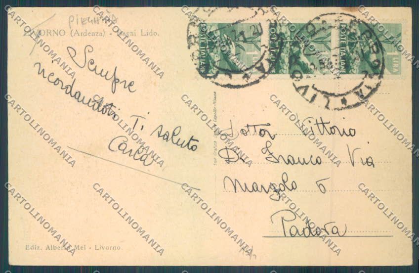 Livorno Ardenza PIEGHINA cartolina ZG1485 – retro