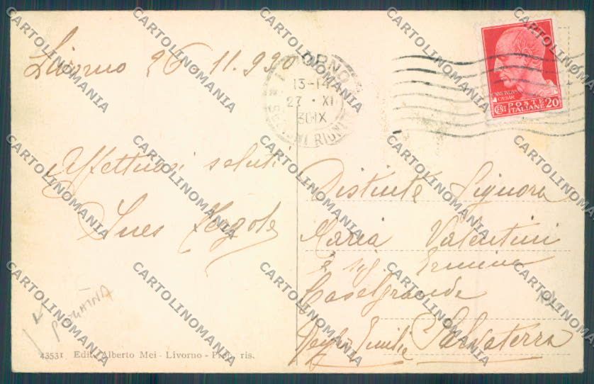 Livorno città Piazza Vittorio Emanuele PIEGHINA cartolina ZG1492 – retro