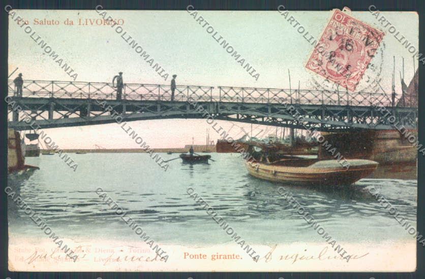 Livorno città Ponte Girante cartolina ZG1547 – fronte