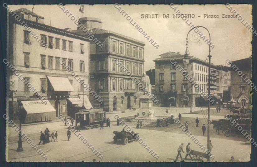 Livorno città Piazza Cavour Tram cartolina ZG1549 – fronte