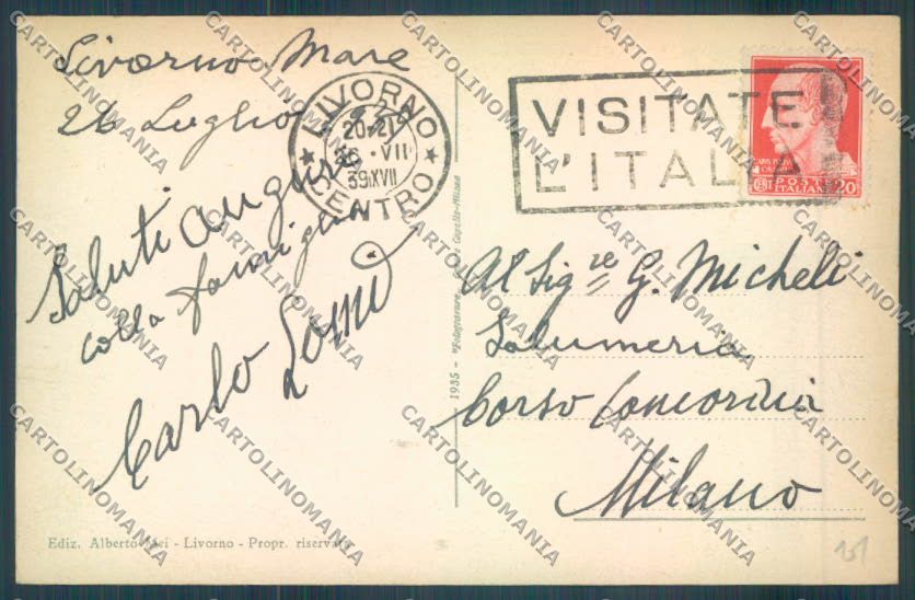 Livorno città Darsena Vecchia cartolina ZG1571 – retro
