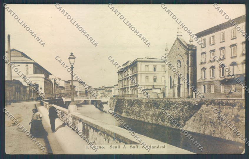 Livorno città Scali Olandesi PIEGA Foto cartolina ZG1635 – fronte