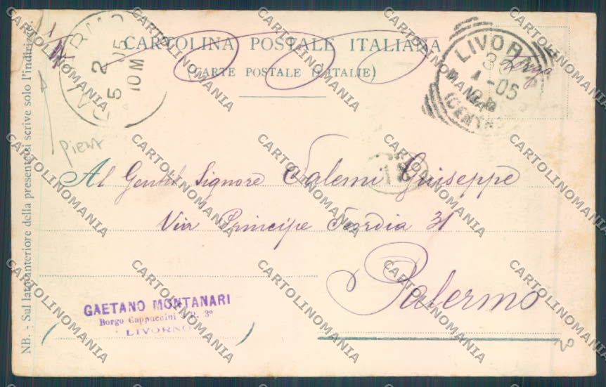 Livorno città Piazza Brin PIEGA cartolina ZG1644 – retro