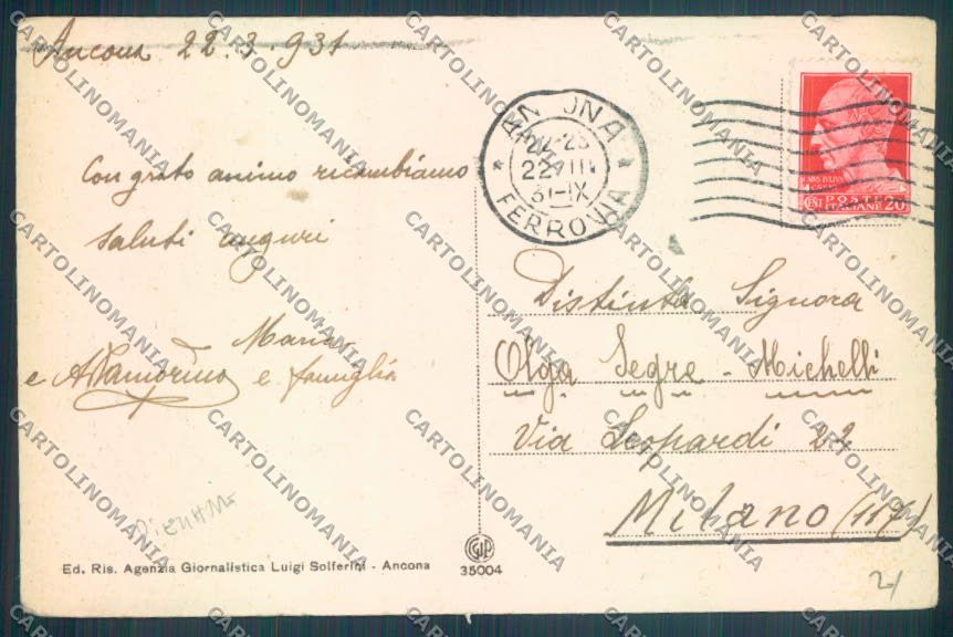 Ancona città PIEGHINE cartolina ZG1898 – retro
