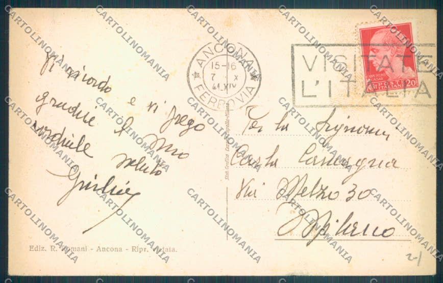 Ancona città Poste cartolina ZG1908 – retro