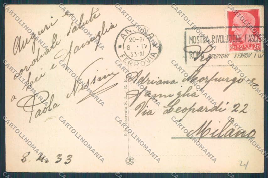 Ancona città Poste cartolina ZG1909 – retro