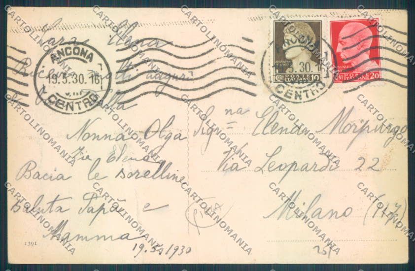 Ancona città PIEGA cartolina ZG1943 – retro