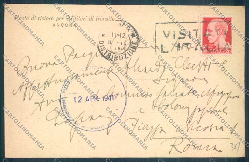 Ancona città Pasto Ristoro Militari Transito cartolina ZG1949 – retro