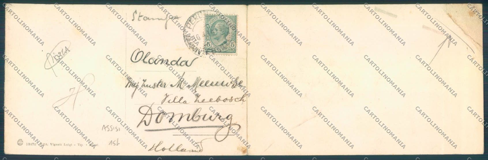 Perugia Assisi Doppia PIEGA cartolina ZG1973 – retro