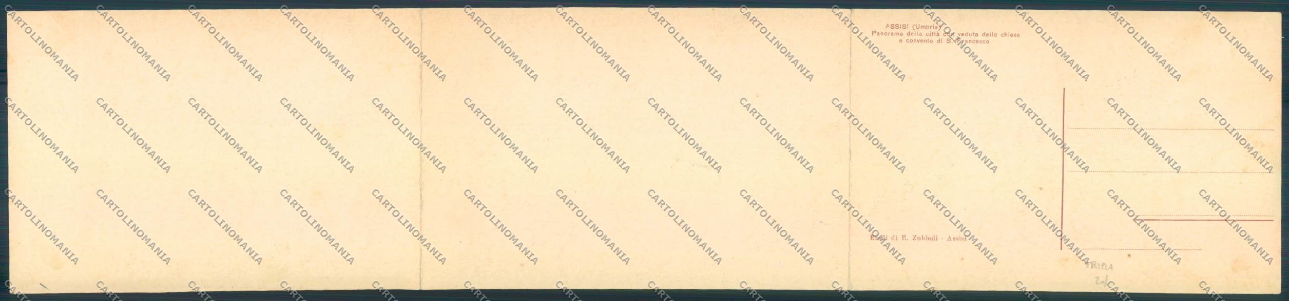 Perugia Assisi Panoramica Tripla cartolina ZG1993 – retro