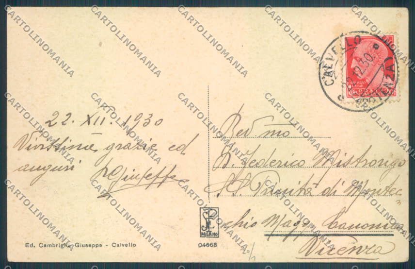 Potenza Calvello cartolina ZG2060 – retro