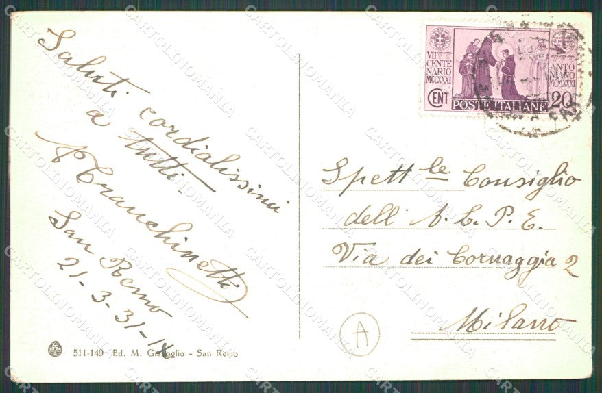 Imperia Sanremo Cartolina ZG2141 – retro