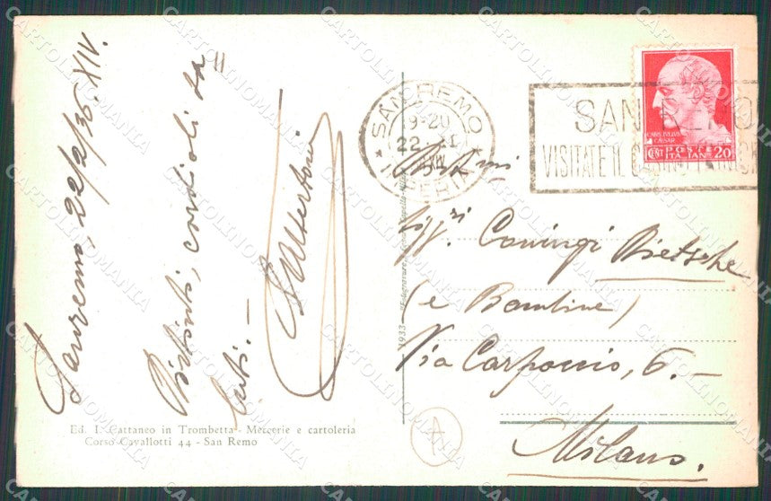Imperia Sanremo Cartolina ZG2172 – retro