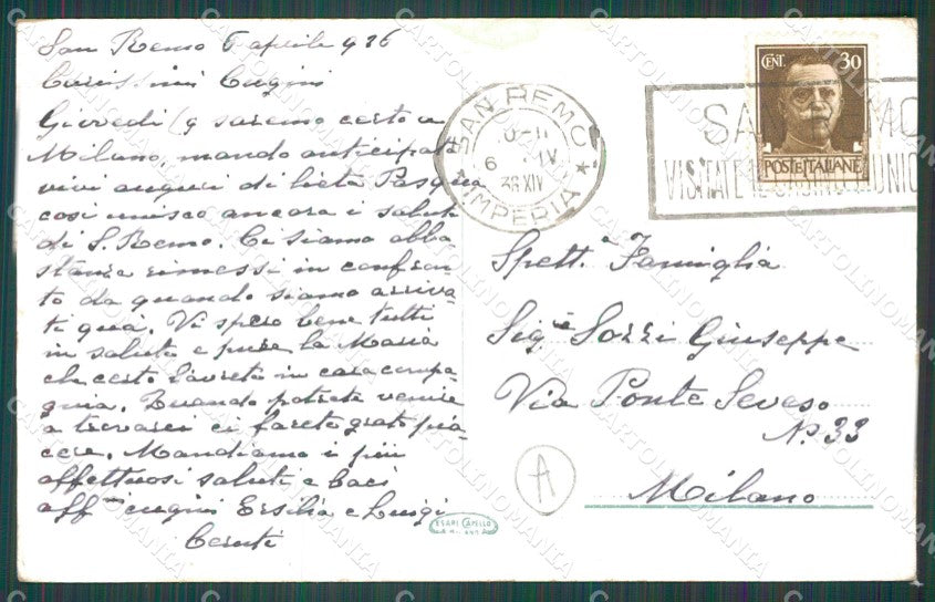 Imperia Sanremo Cartolina ZG2395 – retro