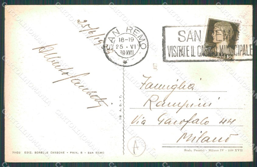 Imperia Sanremo Madonna della Costa Cartolina ZG2400 – retro