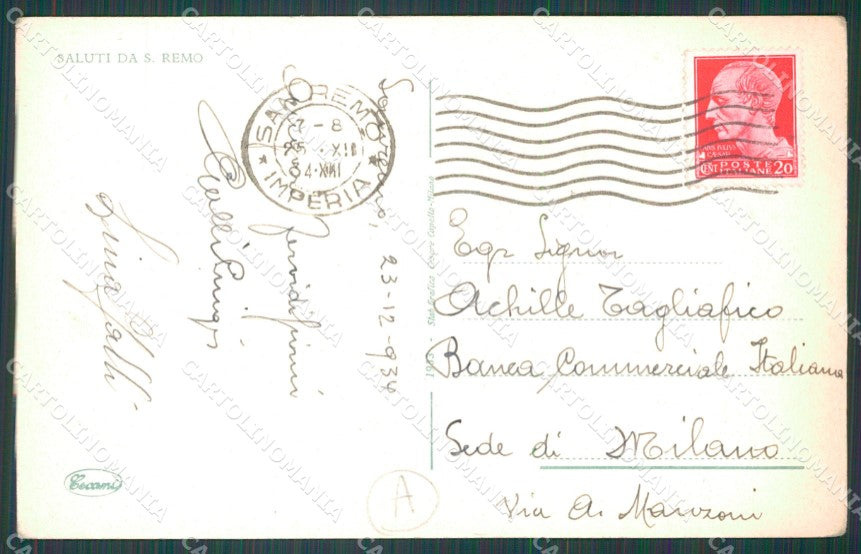 Imperia Sanremo Cartolina ZG2467 – retro