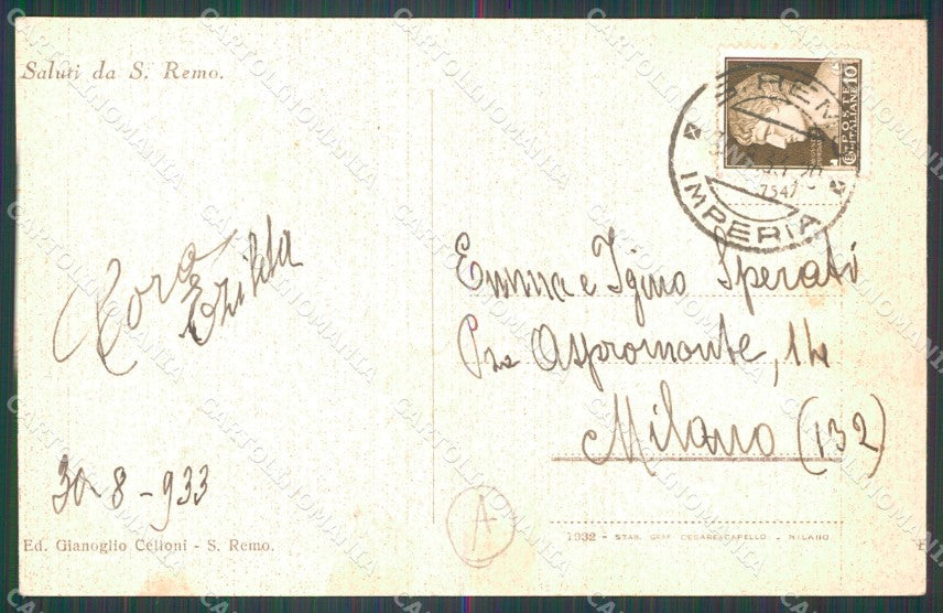 Imperia Sanremo Casinò Municipale Cartolina ZG2562 – retro