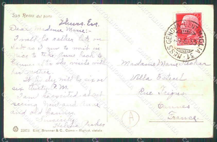 Imperia Sanremo Barca Cartolina ZG2653 – retro