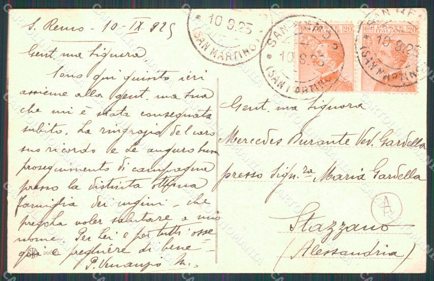 Imperia Sanremo PIEGHINA Cartolina ZG2671 – retro