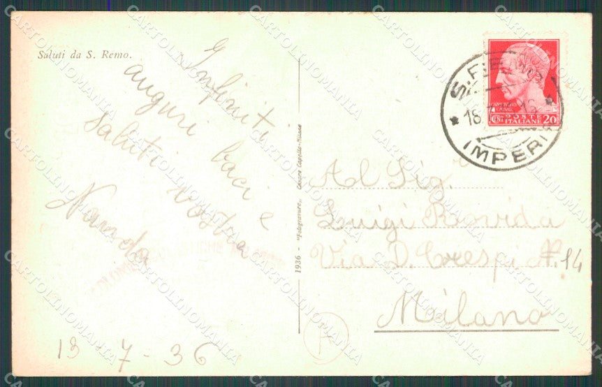 Imperia Sanremo Cartolina ZG2694 – retro