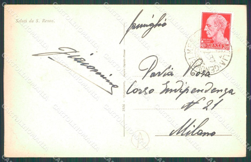 Imperia Sanremo Cartolina ZG2696 – retro