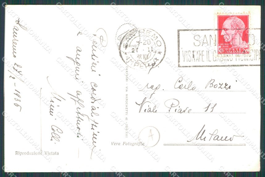 Imperia Sanremo Foto Cartolina ZG2800 – retro