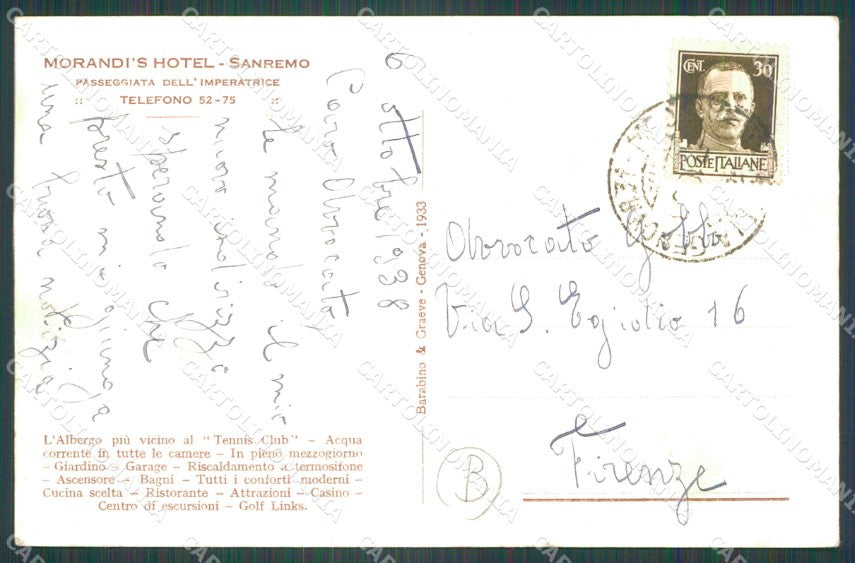Imperia Sanremo Cartolina ZG2821 – retro