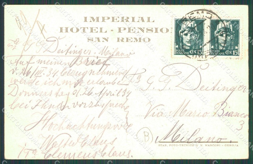Imperia Sanremo Cartolina ZG2849 – retro