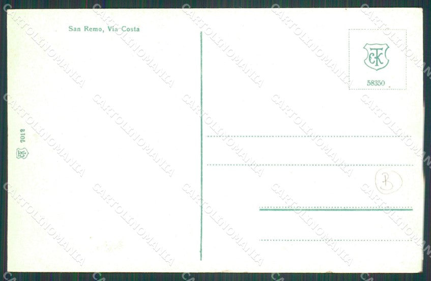 Imperia Sanremo Via Costa Cartolina ZG2883 – retro