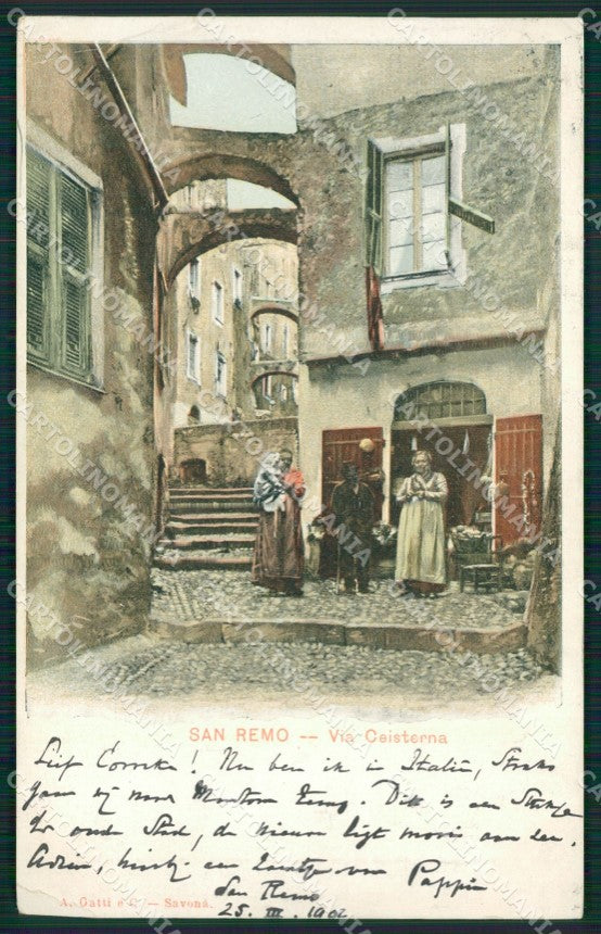 Imperia Sanremo Via Cisterna PIEGA Cartolina ZG2928 – fronte