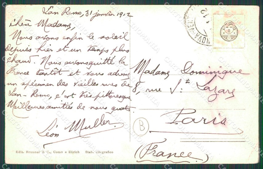 Imperia Sanremo Via Palma Asino PIEGA Cartolina ZG2952 – retro