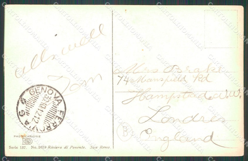 Imperia Sanremo PIEGHINA Cartolina ZG2993 – retro