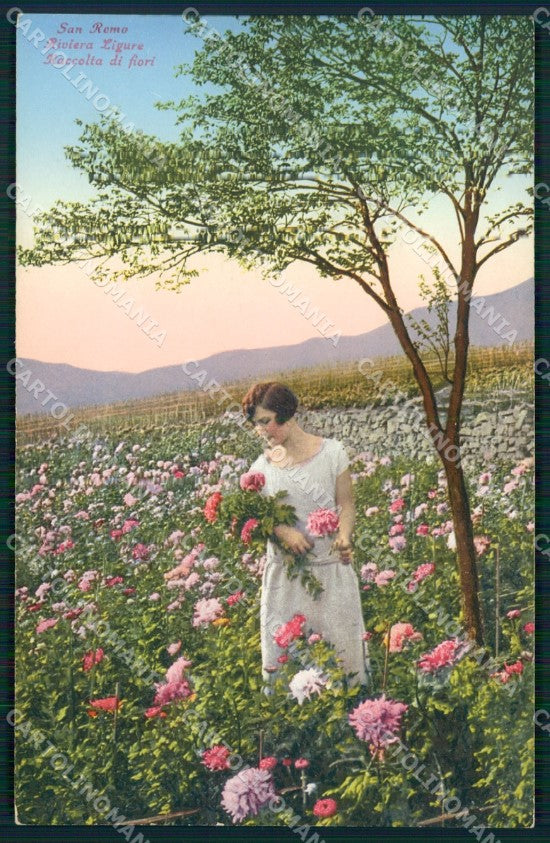 Imperia Sanremo Raccolta di Fiori Cartolina ZG3008 – fronte