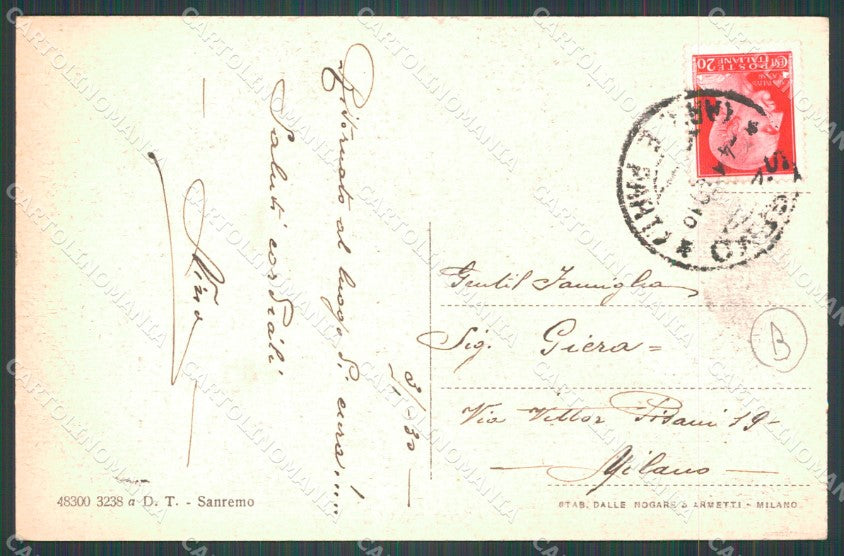 Imperia Sanremo Cartolina ZG3023 – retro
