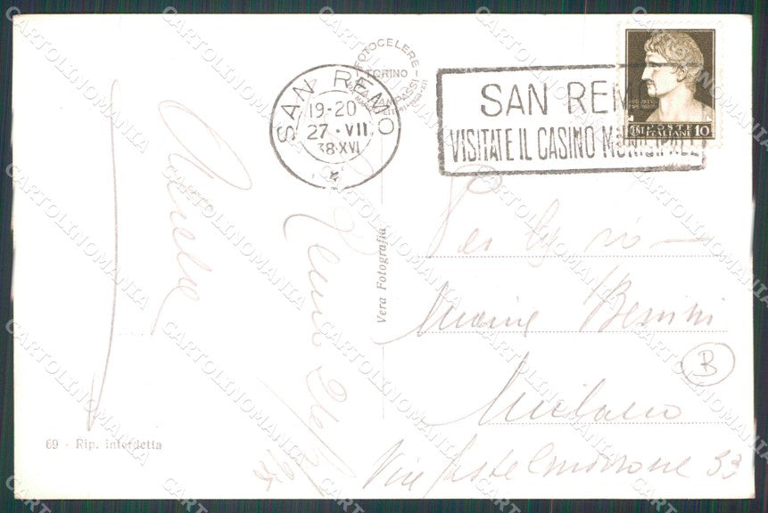 Imperia Sanremo Casinò Municipale Auto Foto Cartolina ZG3092 – retro
