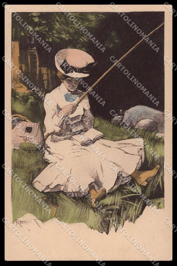 Artist Signed Reznicek Fashion Lady Simplicissimus serie II-4 cartolina ZG3187 – fronte
