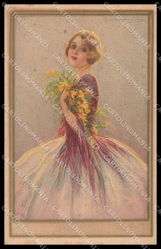 Artist Signed T. Corbella Fashion Lady Art Deco Degami serie 3096 pc ZG3194 – fronte