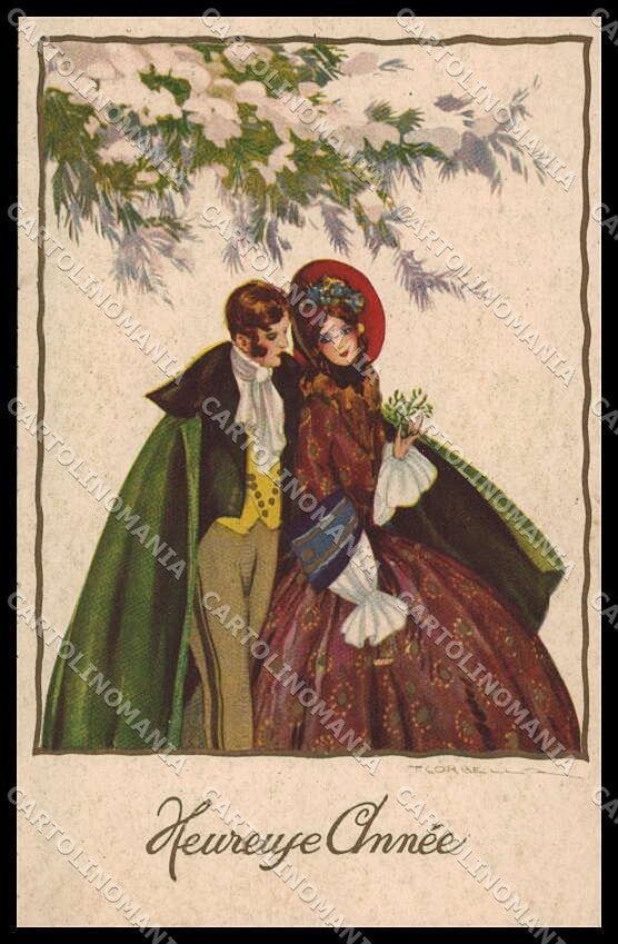 Artist Signed T. Corbella Romantic Couple Art Deco Degami 3022 pc ZG3200 – fronte