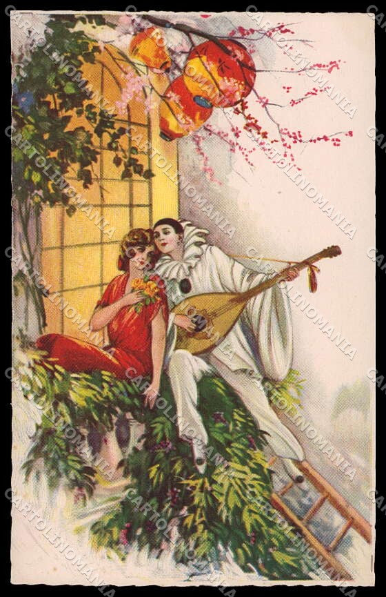Artist Signed T Corbella Pierrot Lady Degami Art Deco Degami serie 979 pc ZG3204 – fronte