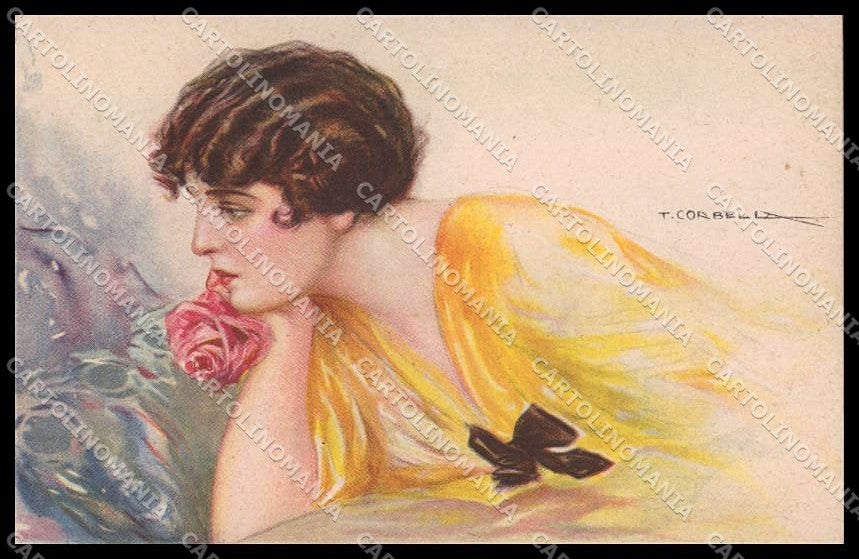 Artist Signed T. Corbella Fashion Lady Art Deco serie 250-1 pc ZG3222 – fronte