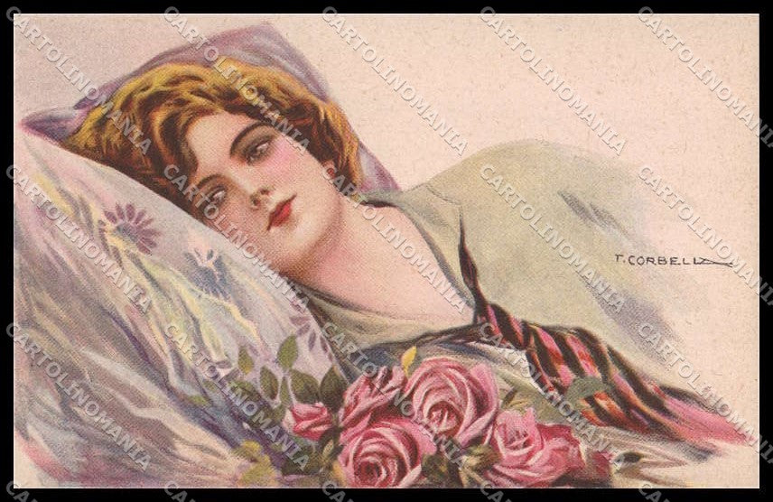 Artist Signed T. Corbella Fashion Lady Art Deco serie 250-3 pc ZG3224 – fronte