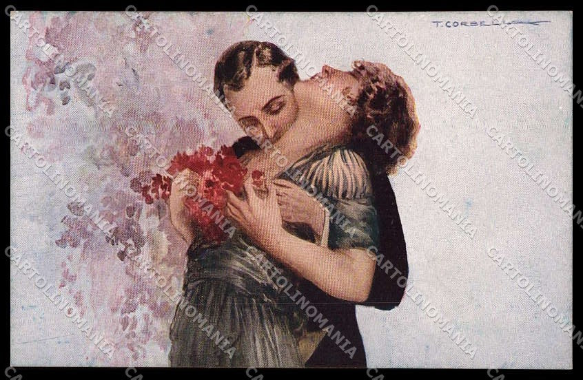 Artist Signed T. Corbella Romantic Couple Art Deco serie 234-3 pc ZG3233 – fronte