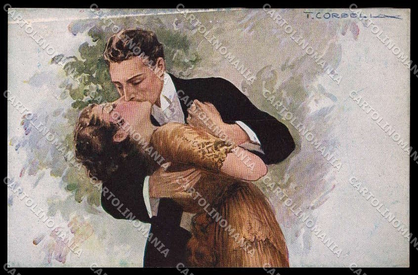 Artist Signed T. Corbella Romantic Couple Art Deco serie 234-6 pc ZG3236 – fronte