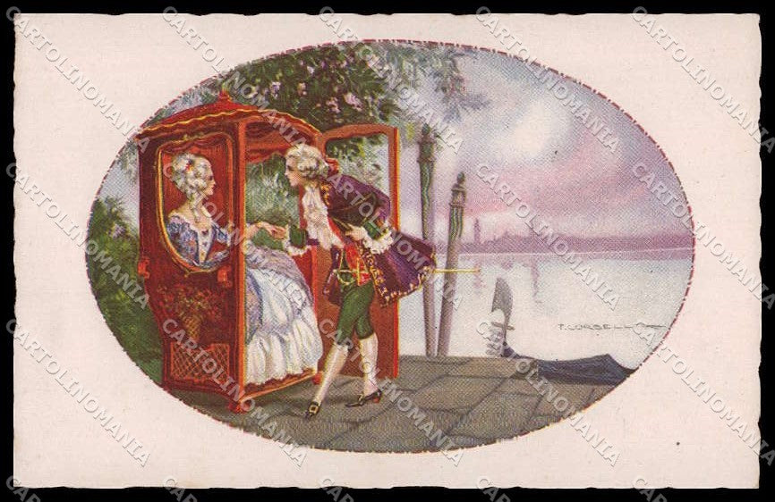 Artist Signed T. Corbella Romantic Couple Venezia Art Deco Degami 694 pc ZG3237 – fronte