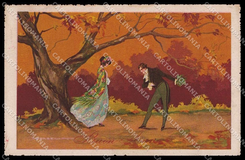 Artist Signed T. Corbella Romantic Couple Art Deco Degami serie 869 pc ZG3247 – fronte