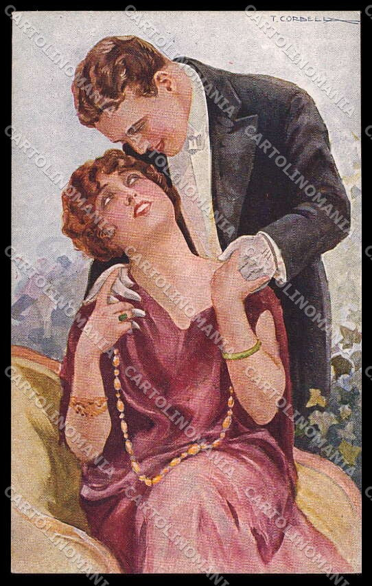 Artist Signed T. Corbella Romantic Couple Art Deco serie 269-1 pc ZG3261 – fronte