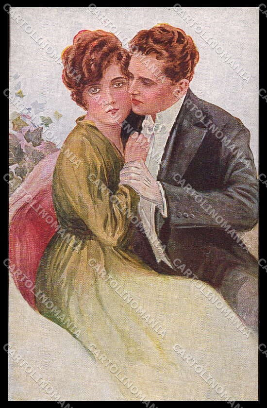 Artist Signed T. Corbella Romantic Couple Art Deco serie 269-4 pc ZG3262 – fronte