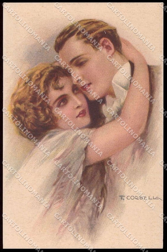 Artist Signed T. Corbella Romantic Couple Art Deco serie 162-5 pc ZG3267 – fronte