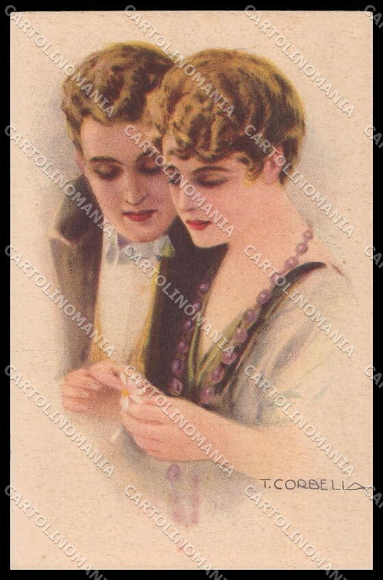 Artist Signed T. Corbella Romantic Couple Art Deco serie 162-1 pc ZG3268 – fronte
